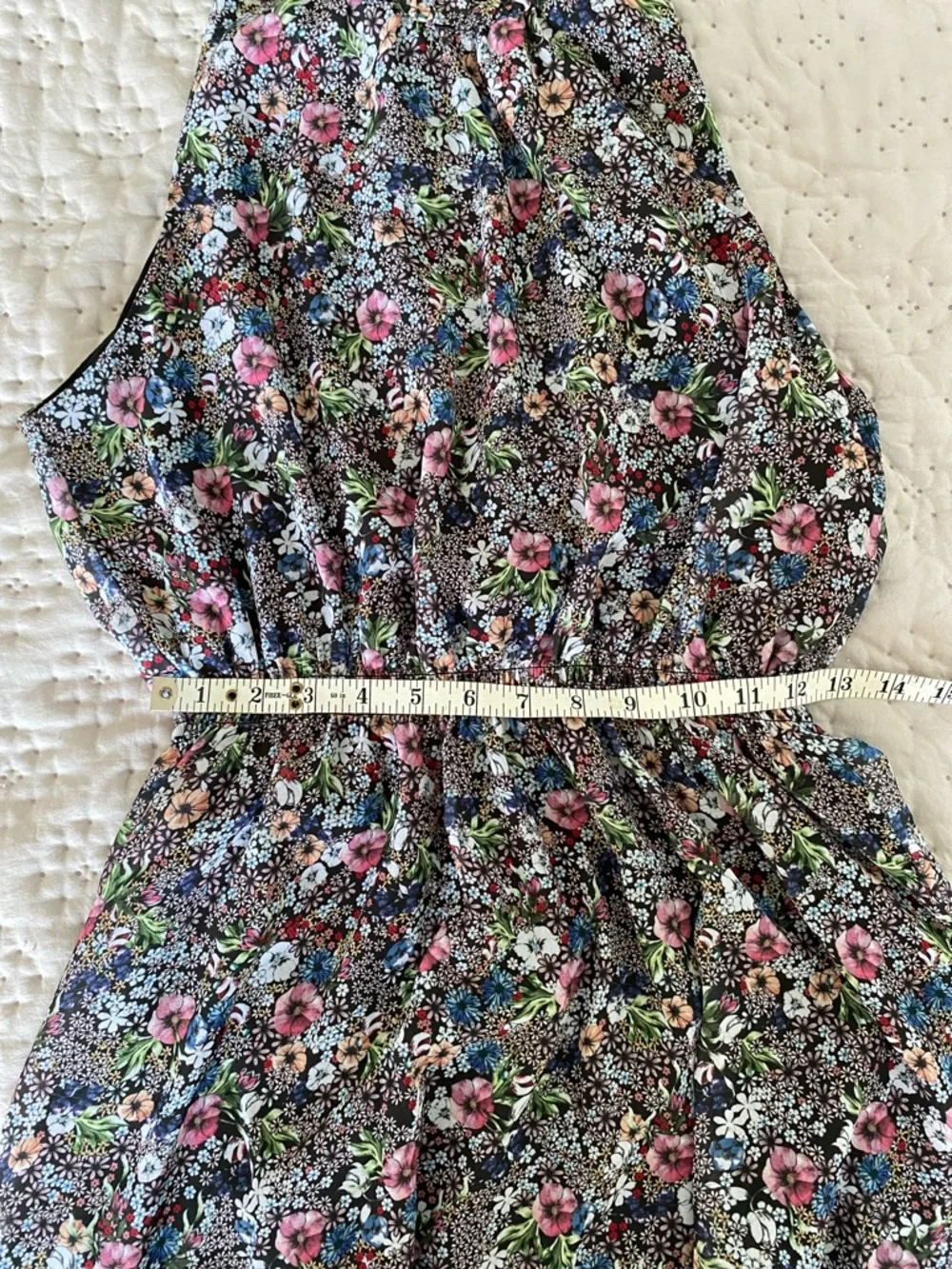 H&M Mulitcolour Floral Chiffon Sleeveless A-Line Dress Size 8 - Picture 14 of 15